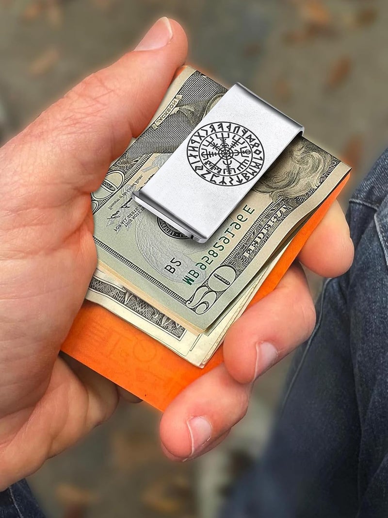 ChainsHouse Stainless Steel Money Clip Slim Wallet Credit Business Card Holder for Men, Wallet Charms Gift for Father Dad Husband - Image 3
